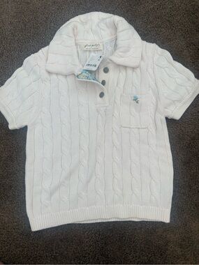 Free People Soft Cream Cable Polo Sweater